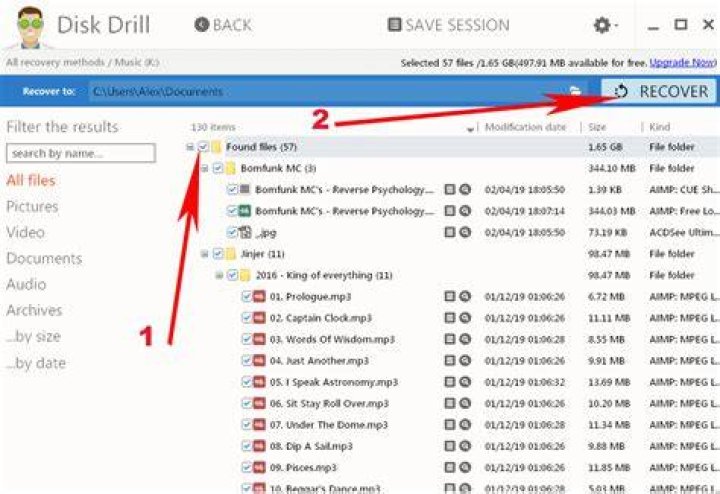 How do I recover deleted music files?