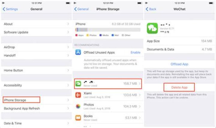 How do you delete app data on iOS 12?