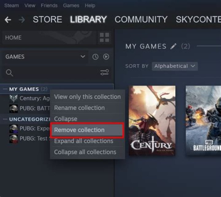 How do you delete categories on steam?