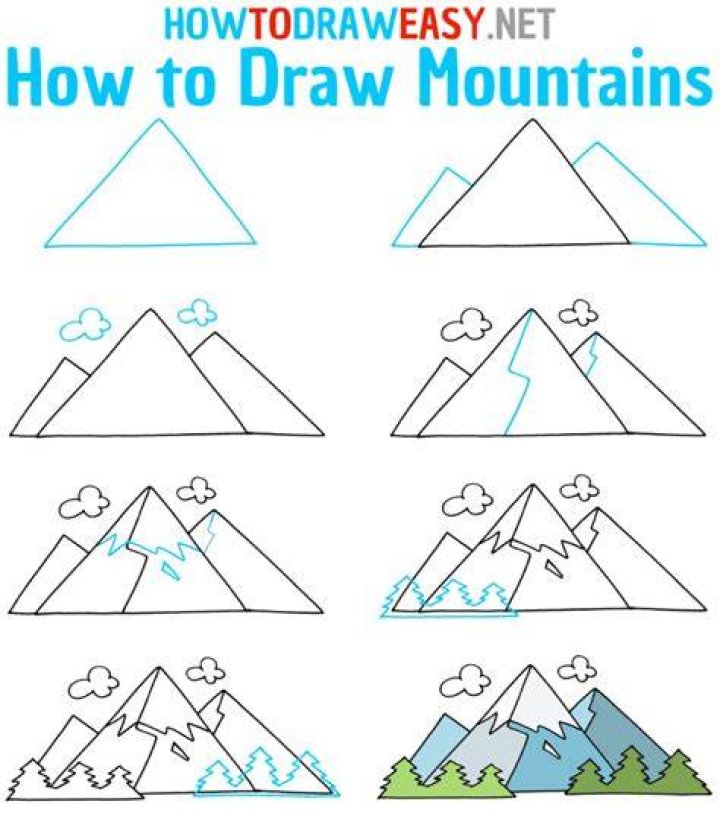 How do you draw a simple mountain?