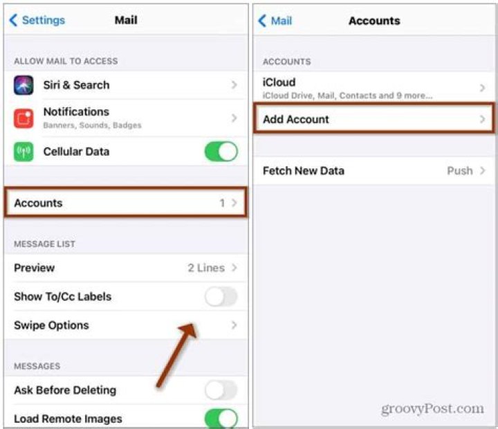 How do you merge email accounts on iPhone?