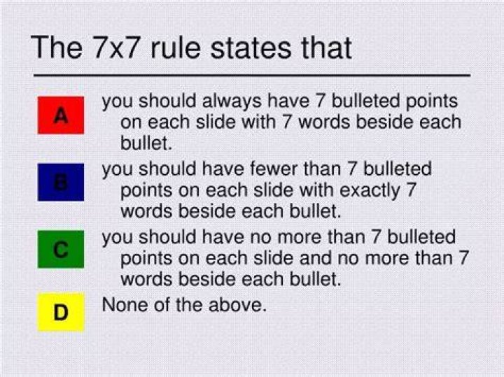 What is the 7x7 rule in a PowerPoint presentation?