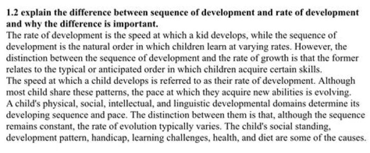 Why is the difference between sequence of development and rate of development important?